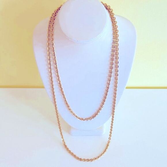 Vintage Gold Tone CROWN TRIFARI 54" Link Chain Necklace w/ Spring Closure. - Picture 1 of 12